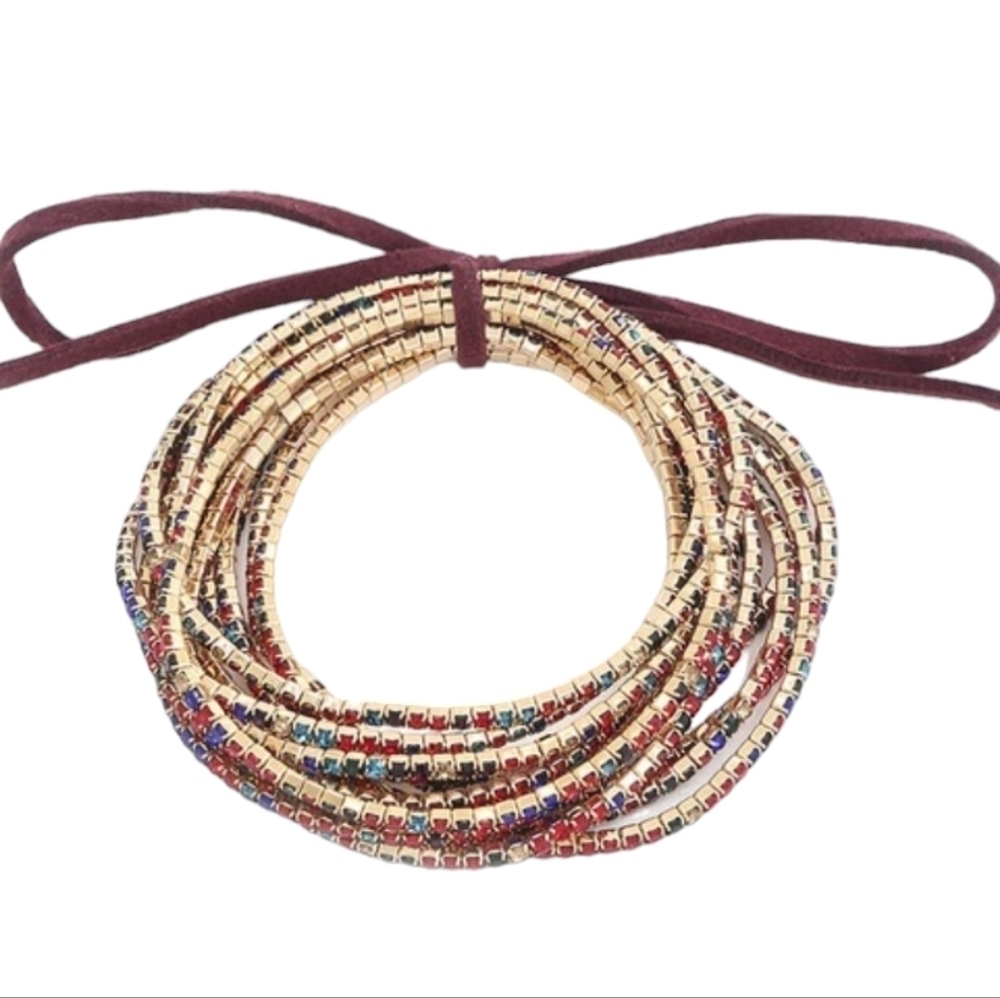 Gold Multicolor Bracelet Stack. - Picture 2 of 3